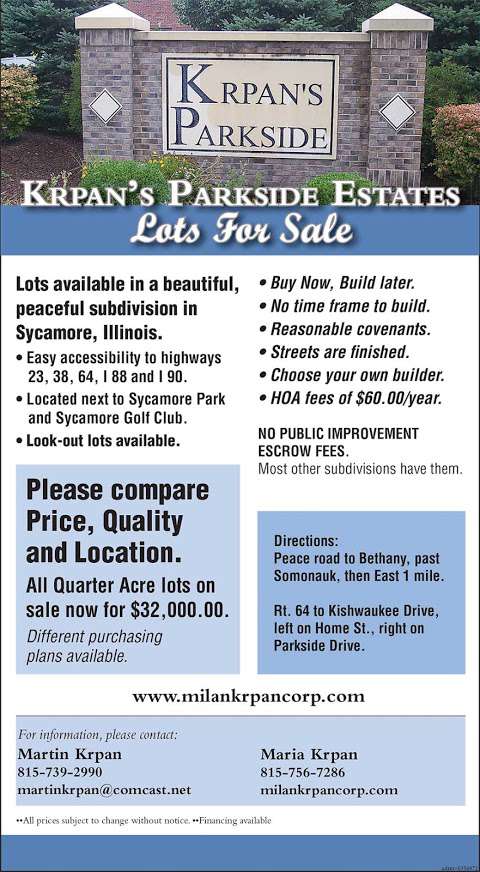Krpan's Parkside Estates - Lots For Sale, Custom Built Homes